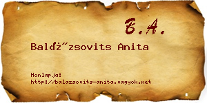 Balázsovits Anita névjegykártya