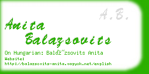 anita balazsovits business card